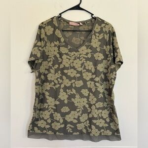 Evri Green Sheer Short Sleeve Blouse Top women’s size 1x